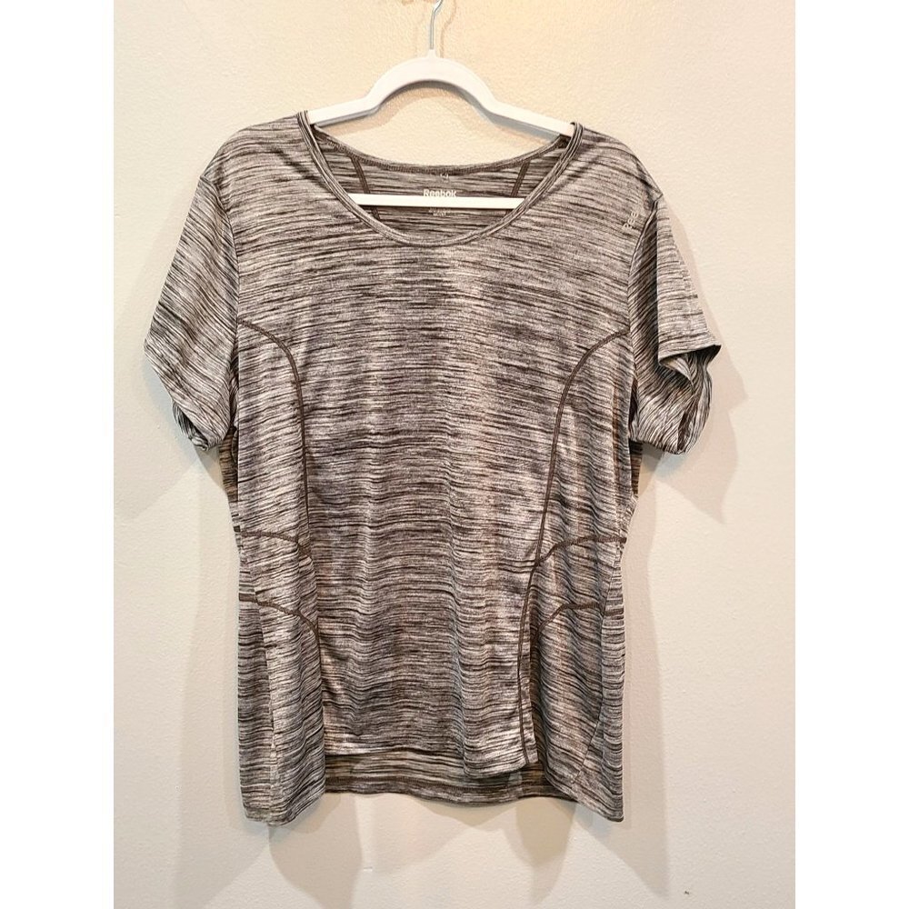 Reeboks Shirt Women's 1X Grey Active Short Sleeve Athleisure Workout Gym Running